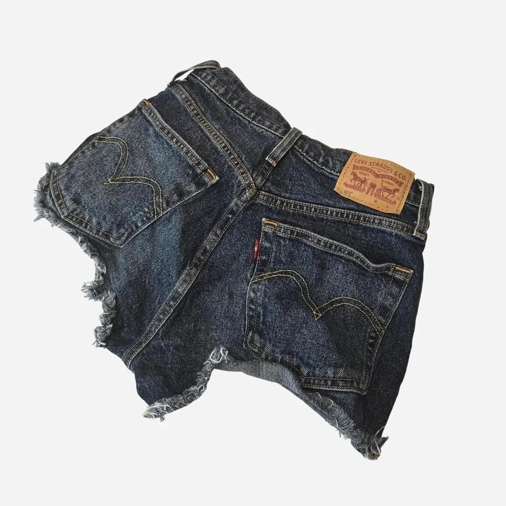 Levi's Dark Wash Short Denim with frayed hem- 24‎